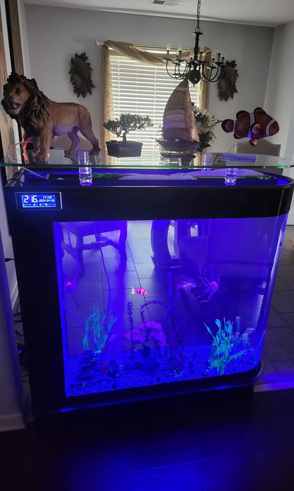 124Gal LED Aquarium Kit Upright Fish Tank Large Glass Fishbowl.