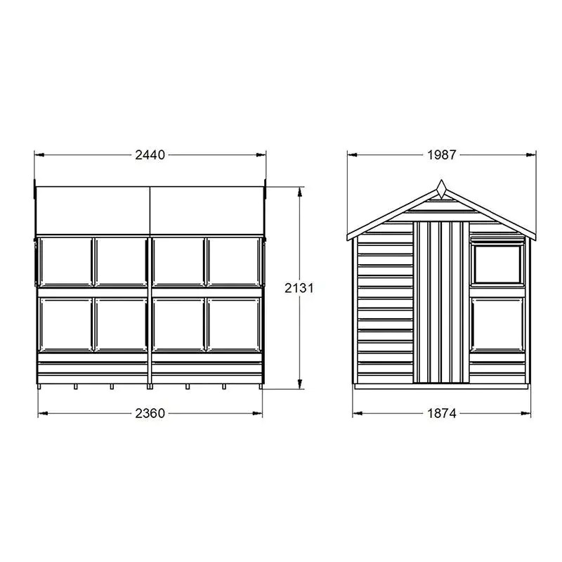 【Storage Shed】8' x 6' Forest Shiplap Potting Shed (1.8m x 2.4m)