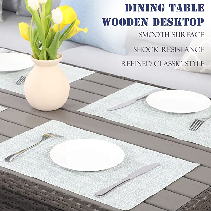 Wisteria Lane 9 Seater Rattan Garden Furniture Set, Outdoor Dinning Set, All-Weather Patio Conservatory Sets, Weaving Wicker Corner Sofa Couch Lounger with Table, Backyard, Deck, Porch, Balcony, Grey