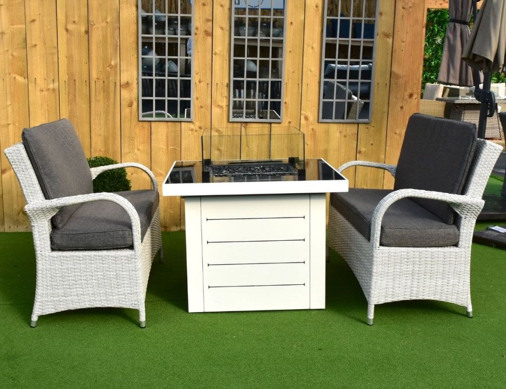 Etna Square Fire Table With Two Treviso 2 Seater Sofa Set