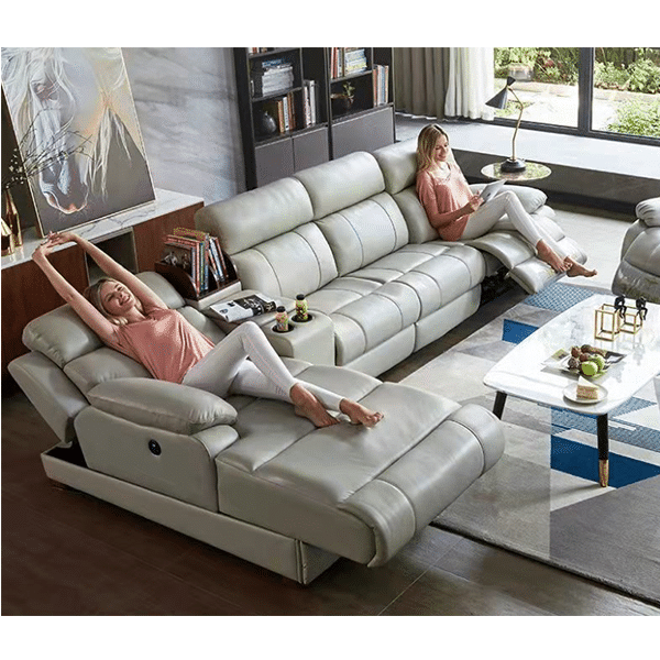 Leather electric function sofa leather art large and small apartment combination living room furniture modern minimalist zero wall decoration