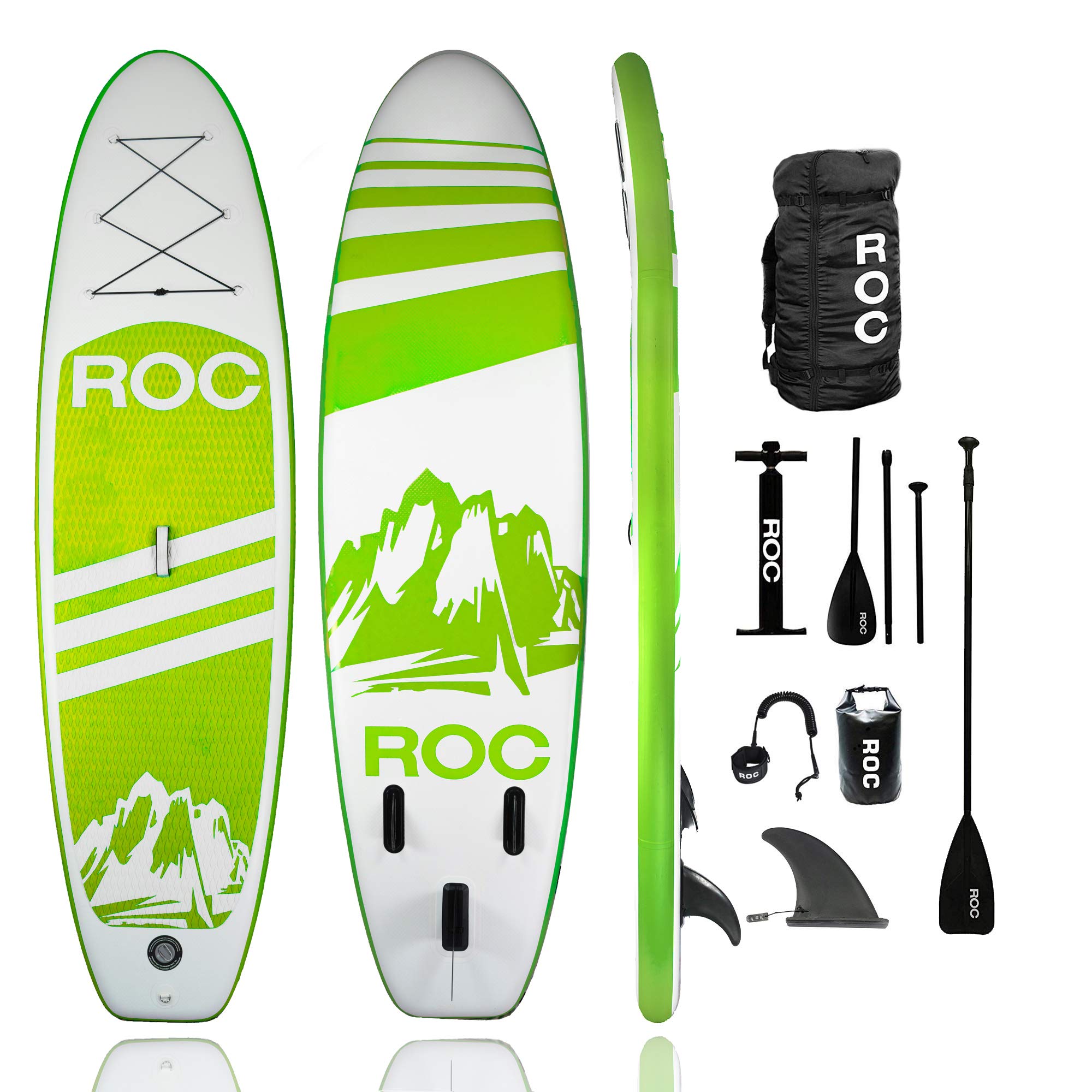 Roc Inflatable Stand Up Paddle Board with Premium sup Accessories & Backpack, Non-Slip Deck, Waterproof Bag, Leash, Paddle and Hand Pump