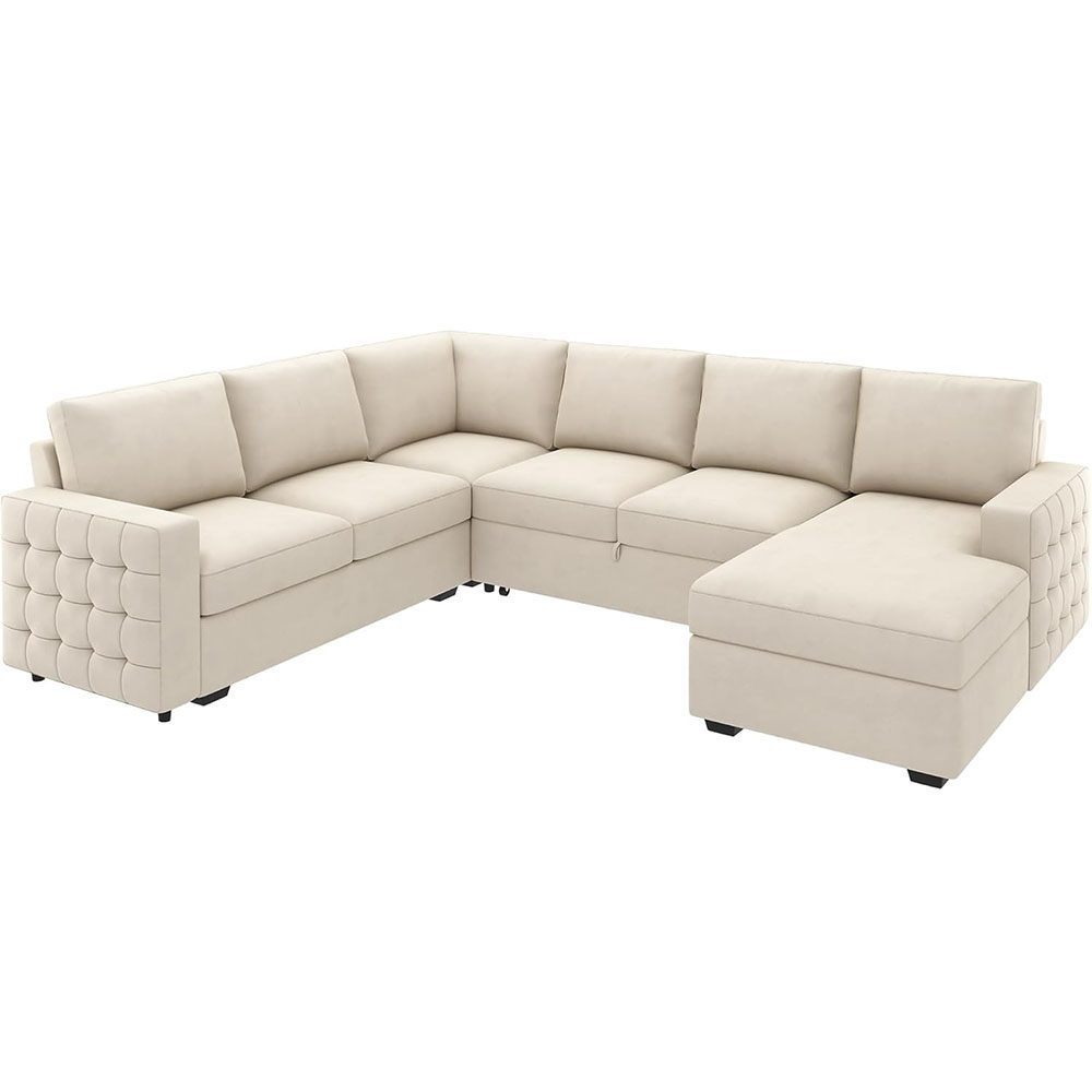 HONBAY Sleeper Sectional Sofa with Storage Chaise U Shaped Sectional Couch