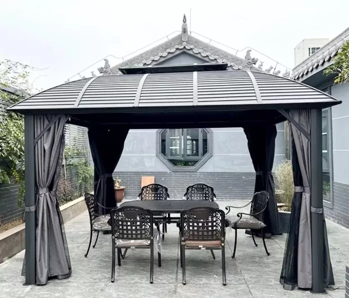3x4m Aluminum Frame Roof Gazebo Solid Roof Party Galvanized