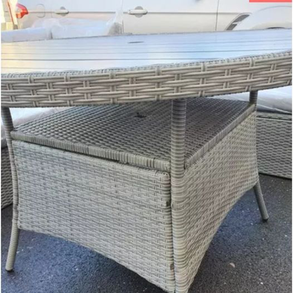 9 seater luxury set of garden furniture in grey rattan