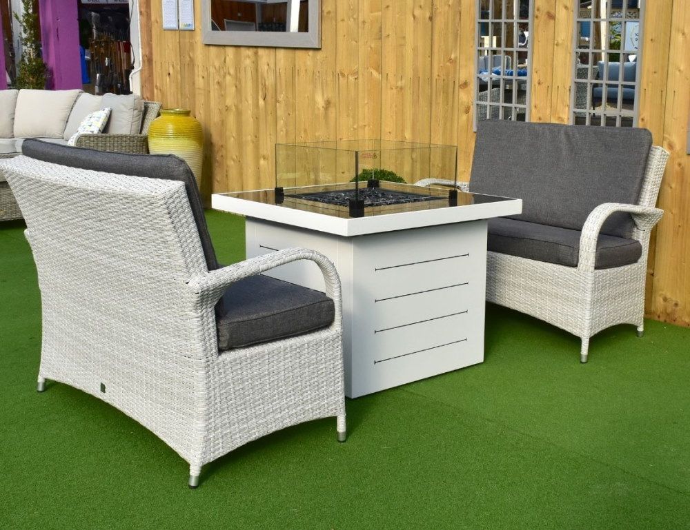 Etna Square Fire Table With Two Treviso 2 Seater Sofa Set