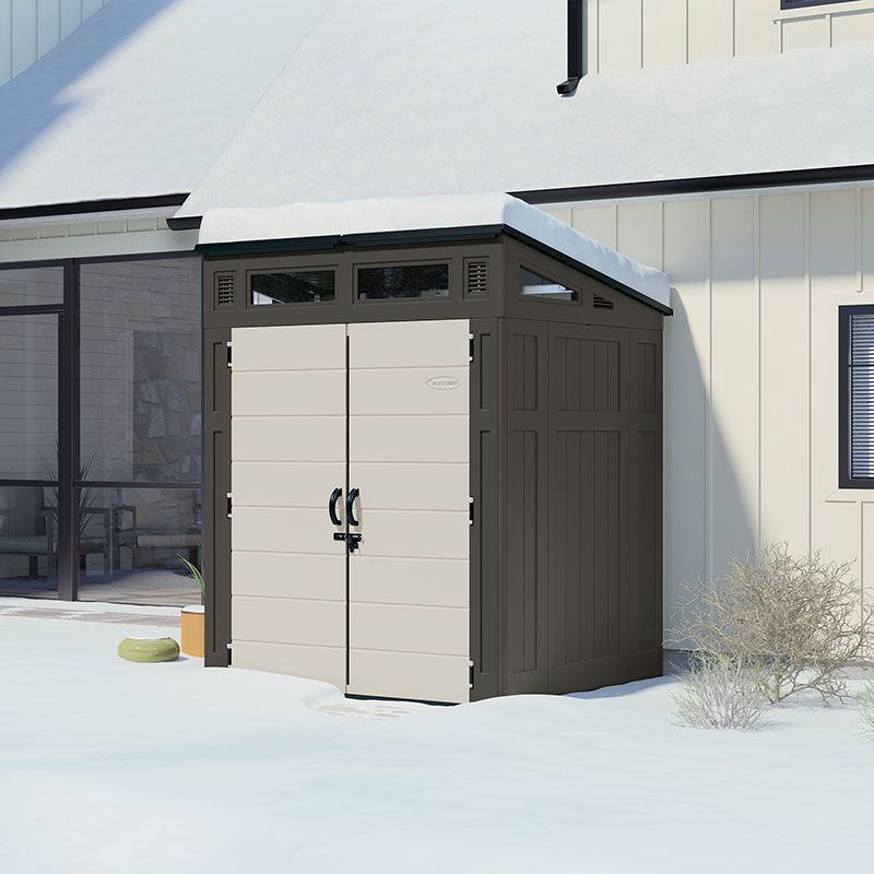 6' x 5' Suncast Modernist Plastic Garden Storage Shed - Peppercorn (1.89m x 1.73m)