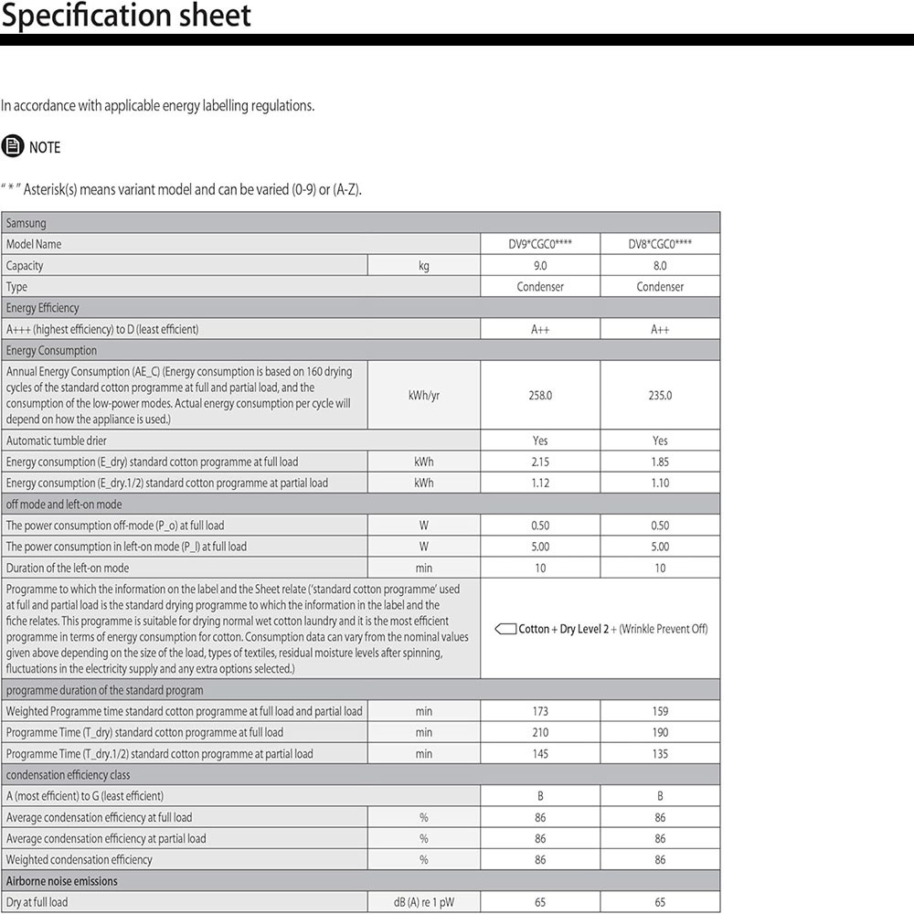Samsung Series 5 DV80CGC0A0ABEU ，Heat Pump Tumble Dryer